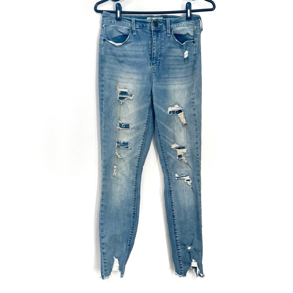 Mudd Jeans Juniors Size 7 High-Rise Ankle Womens Jegging Stretch Distressed Hem